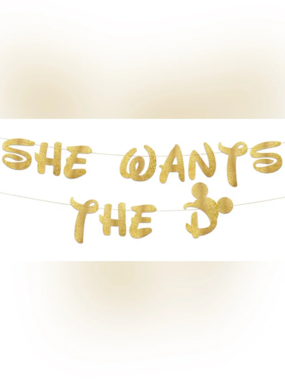 NEW Disney Bachelorette/Party “She Wants the D” Gold Glitter Banner